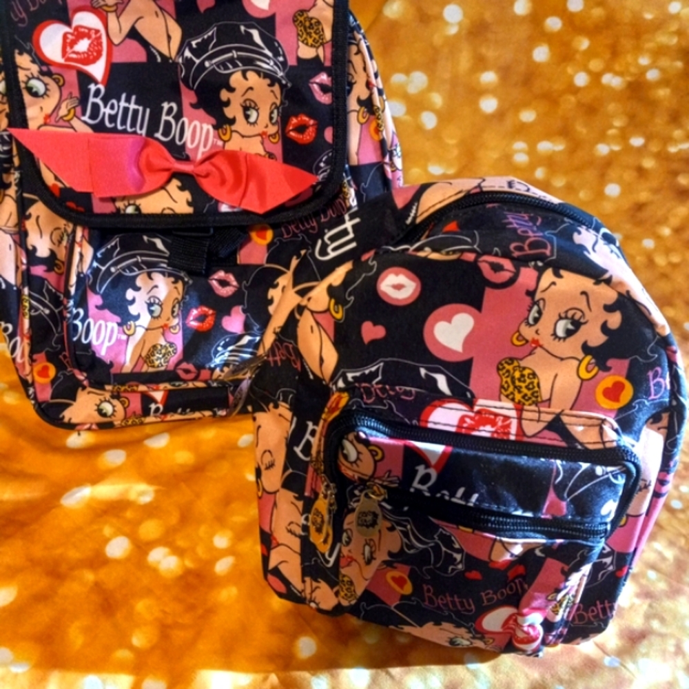 Betty Boop Patterned Backpack Set - Picture 1 of 5